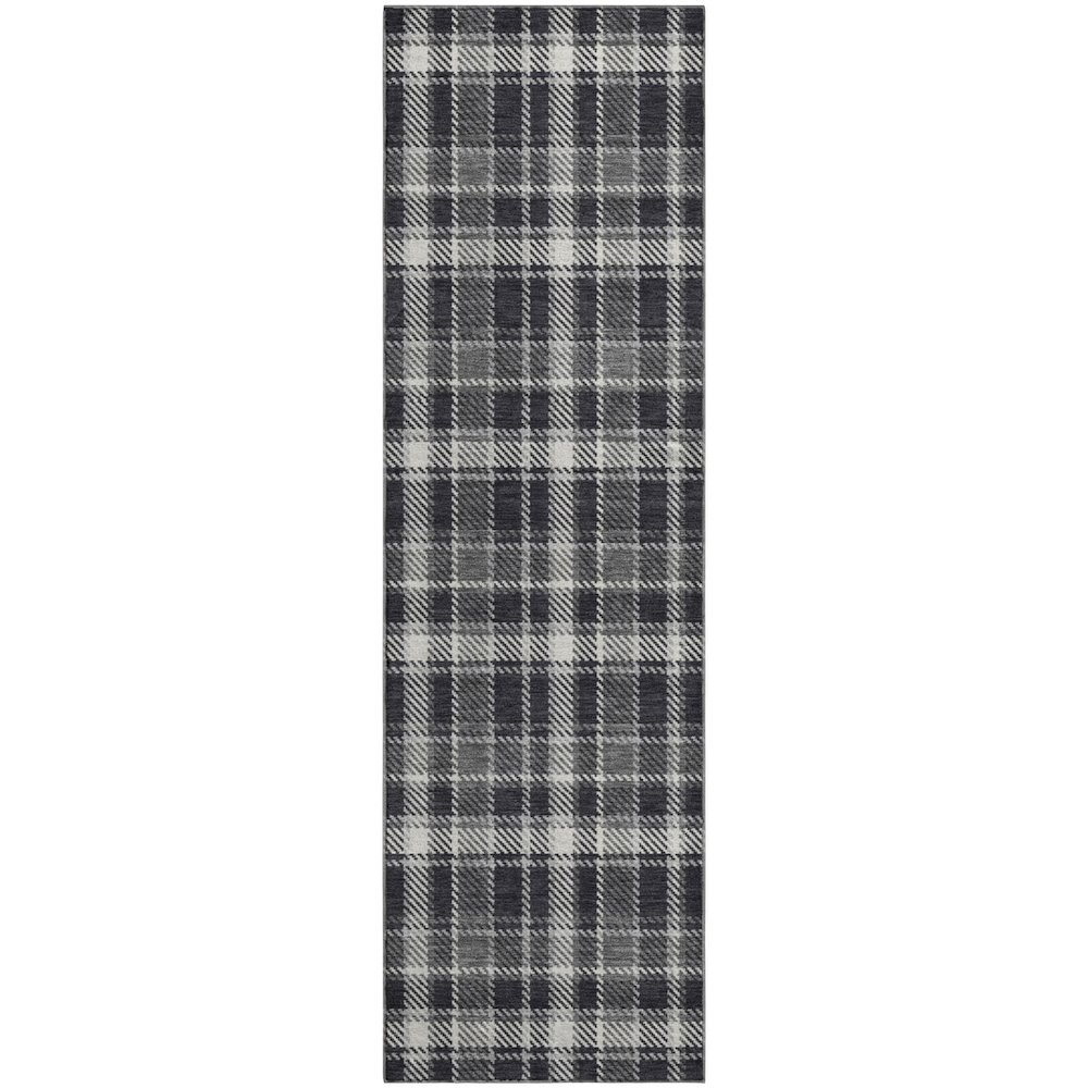 Premium Machine Washable Mayfield  Black 2'3" x 7'6" Runner Rug. Picture 1