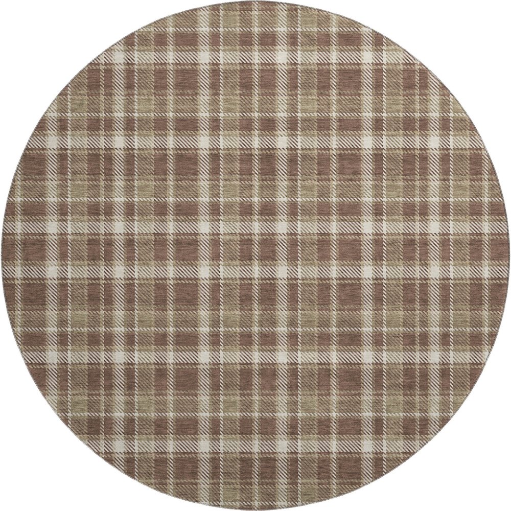 Premium Machine Washable Mayfield  Chocolate 8' x 8' Round Rug. Picture 1
