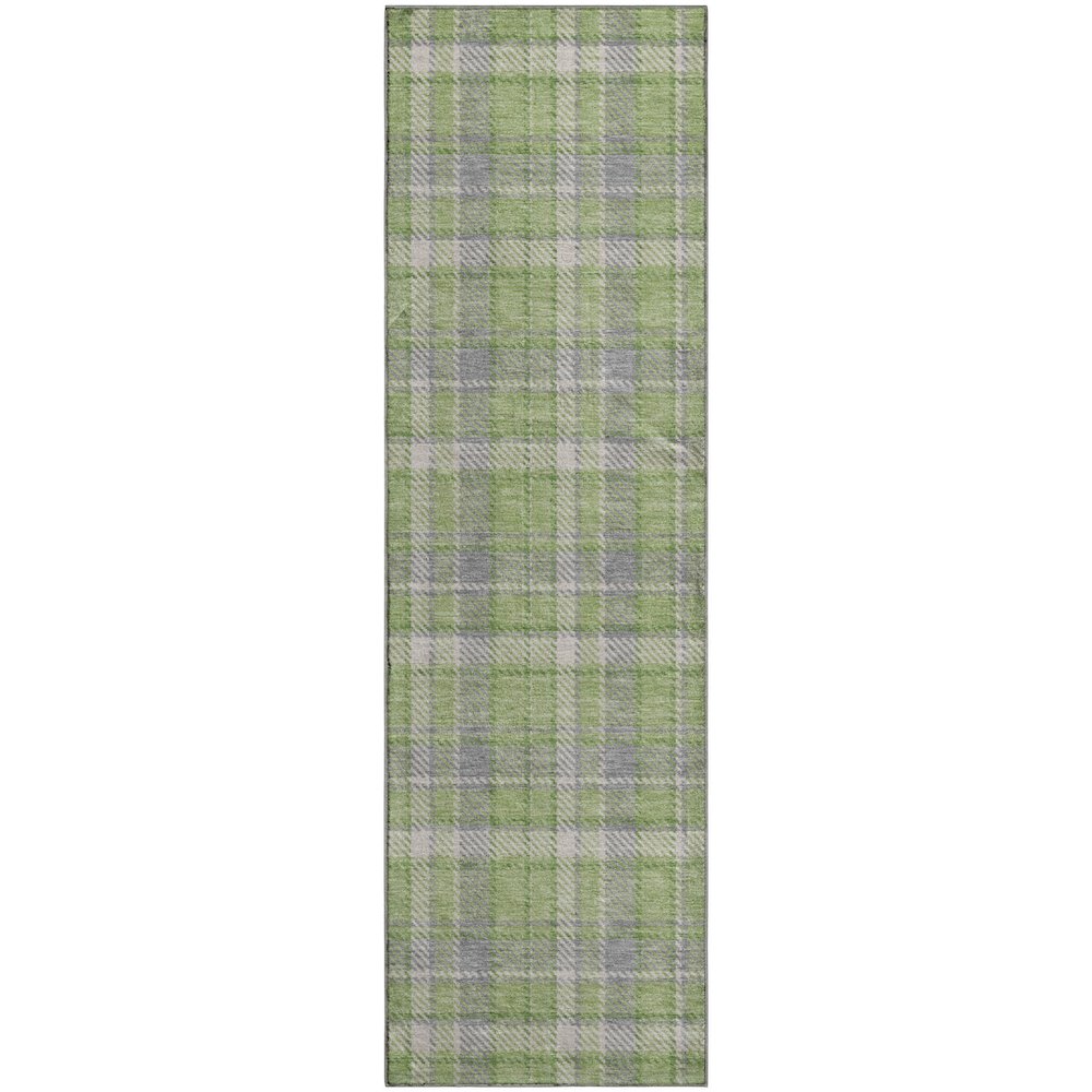 Premium Machine Washable Mayfield  Green 2'3" x 7'6" Runner Rug. Picture 1