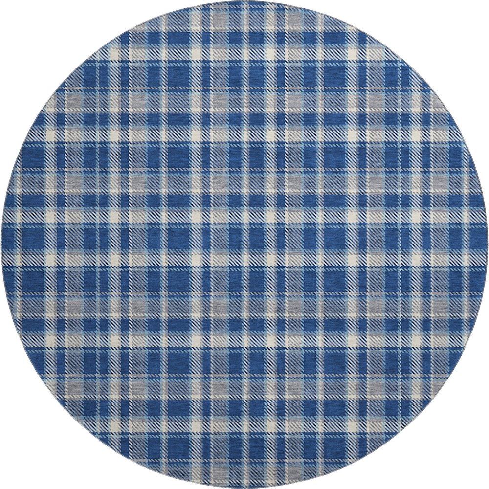 Premium Machine Washable Mayfield  Navy 8' x 8' Round Rug. Picture 1
