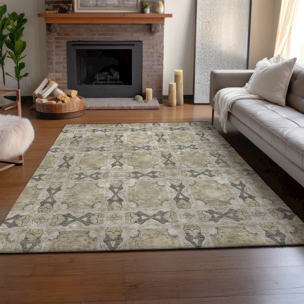 Premium Machine Washable Mayfield  Beige 2'6" x 3'10" Rug. Picture 6