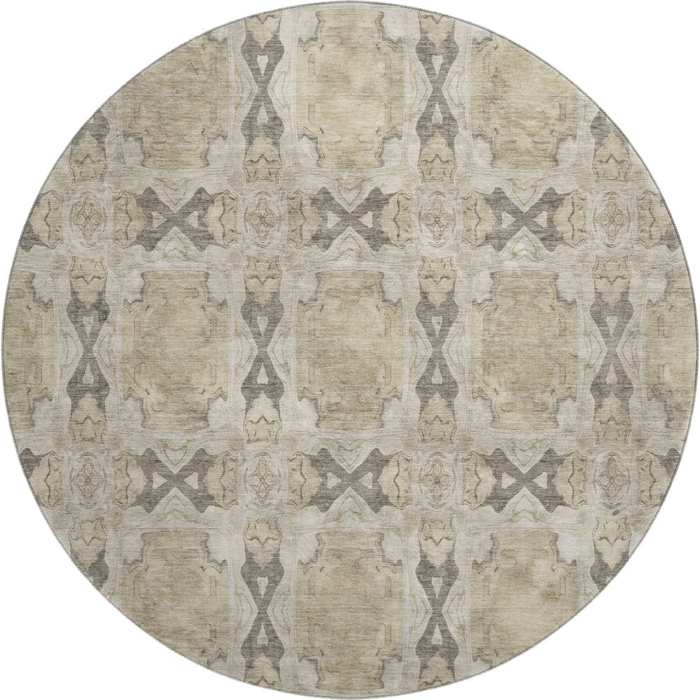 Premium Machine Washable Mayfield  Beige 8' x 8' Round Rug. Picture 1
