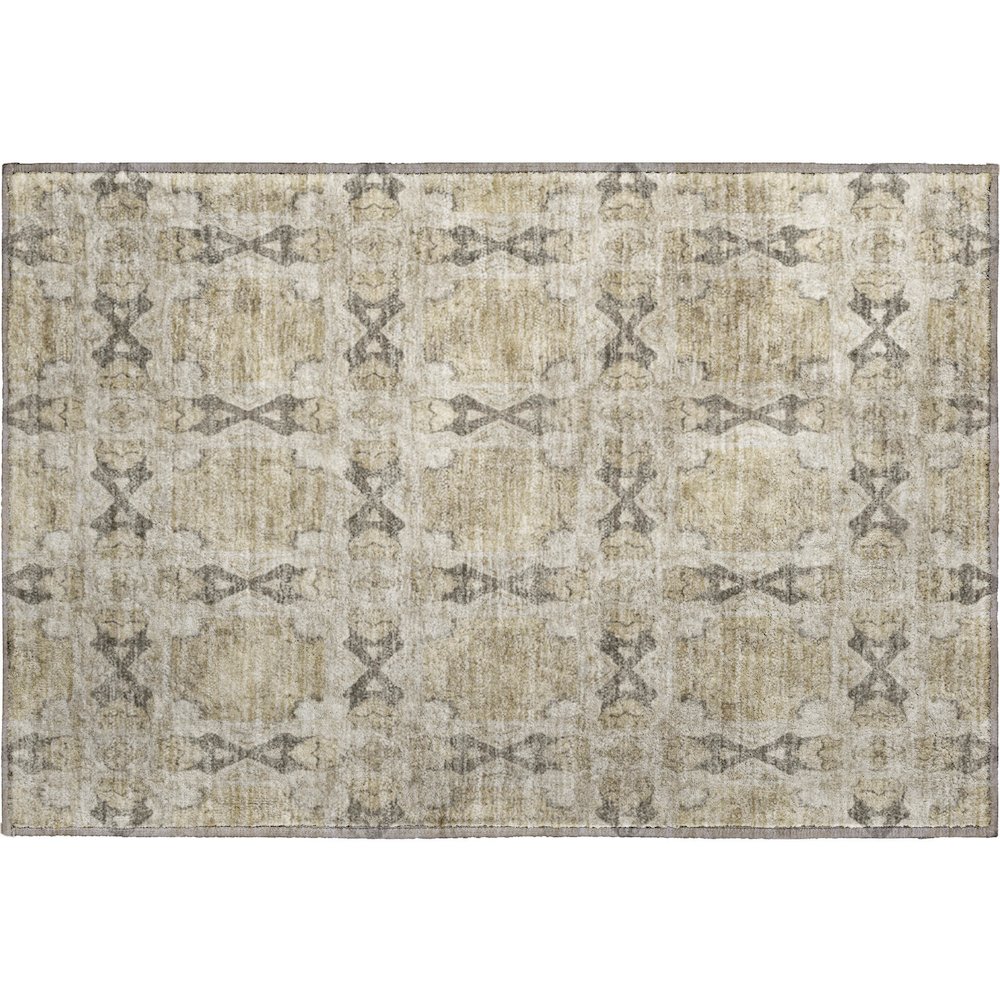 Premium Machine Washable Mayfield  Beige 1'8" x 2'6" Rug. Picture 1