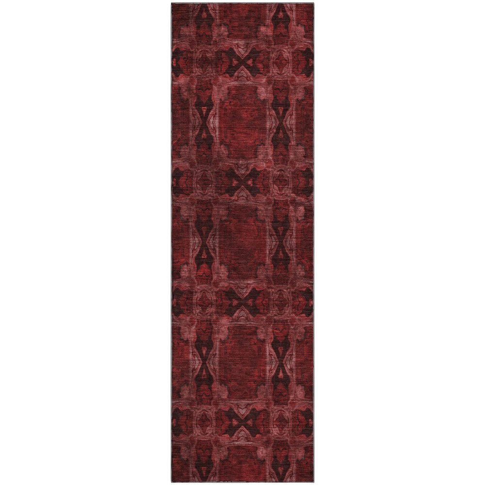 Premium Machine Washable Mayfield  Burgundy 2'3" x 7'6" Runner Rug. Picture 1