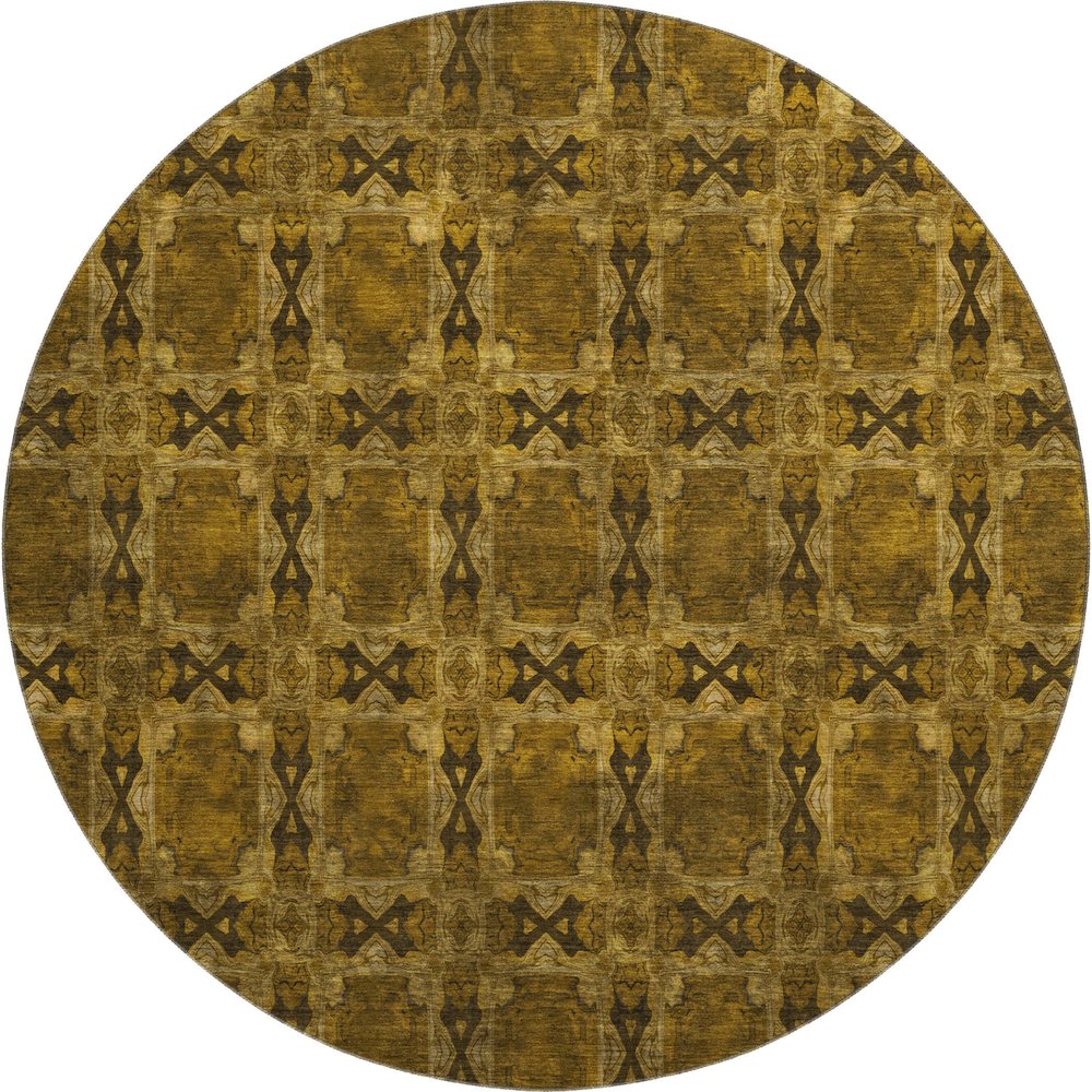Premium Machine Washable Mayfield  Chocolate 8' x 8' Round Rug. Picture 1