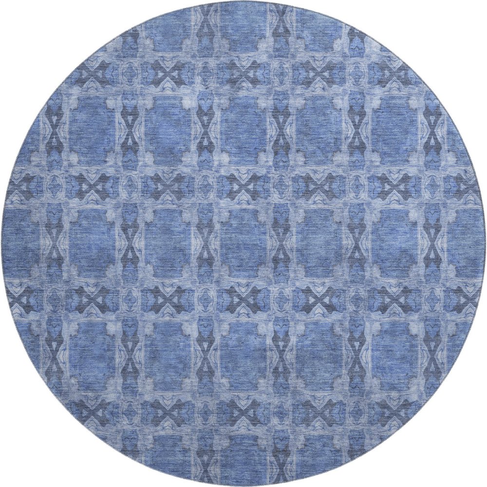 Premium Machine Washable Mayfield  Denim 8' x 8' Round Rug. Picture 1