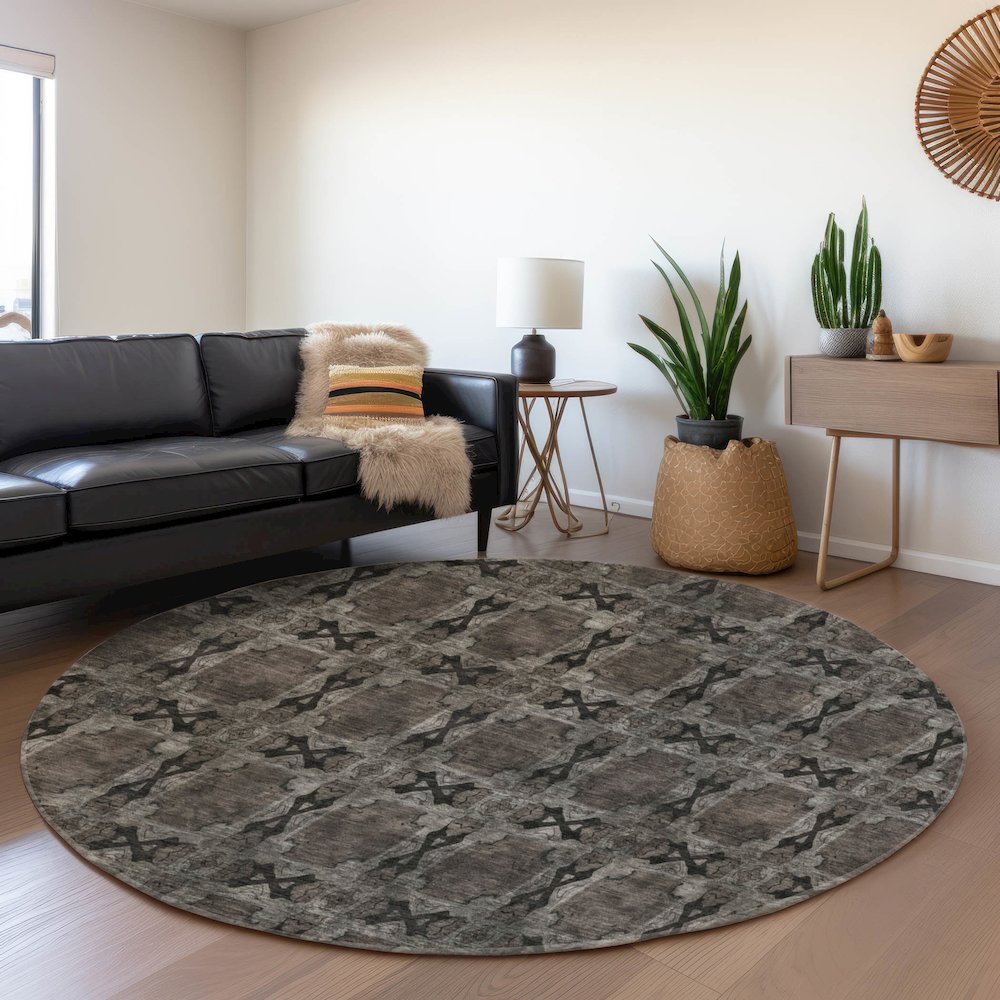 Premium Machine Washable Mayfield  Gray 8' x 8' Round Rug. Picture 5