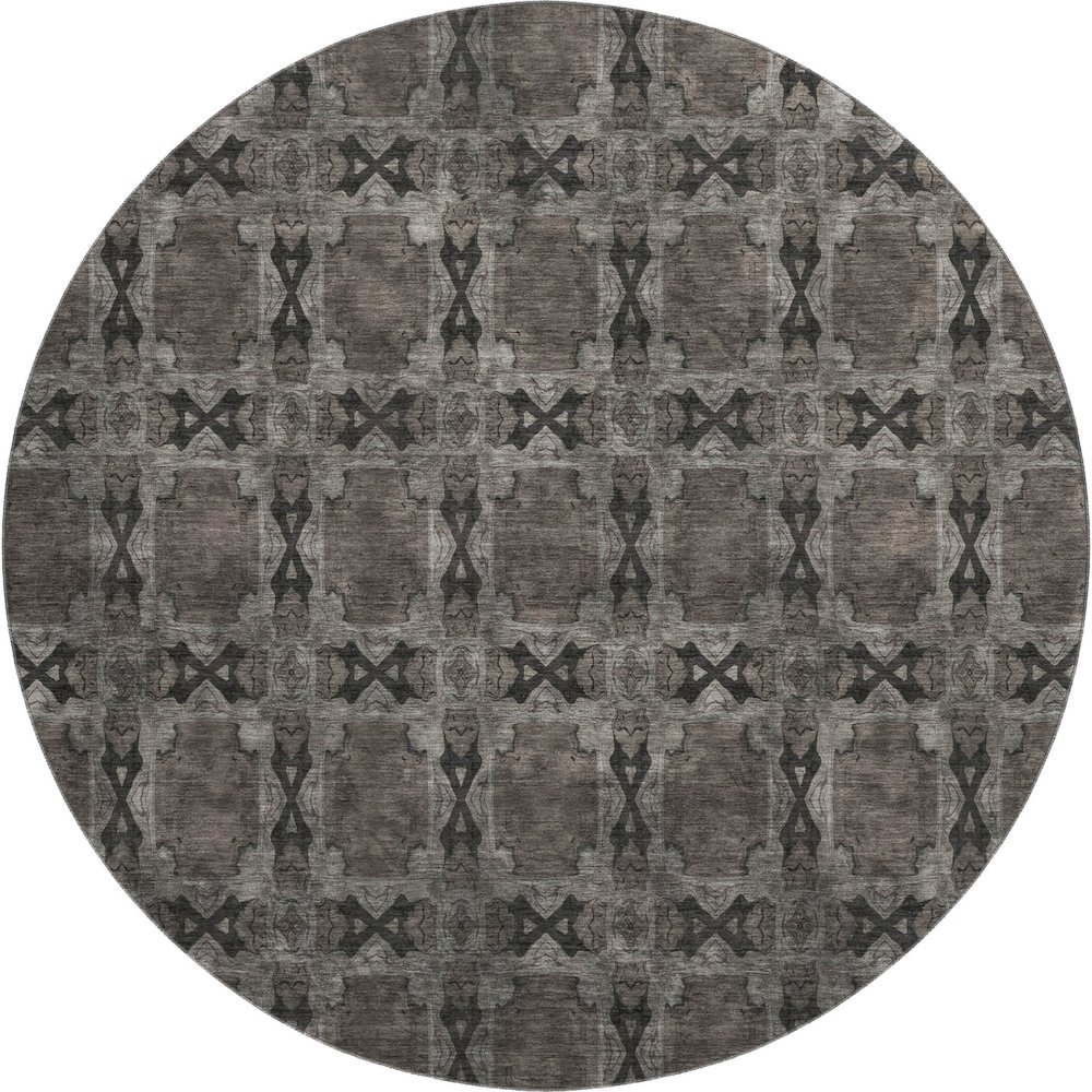 Premium Machine Washable Mayfield  Gray 8' x 8' Round Rug. Picture 1
