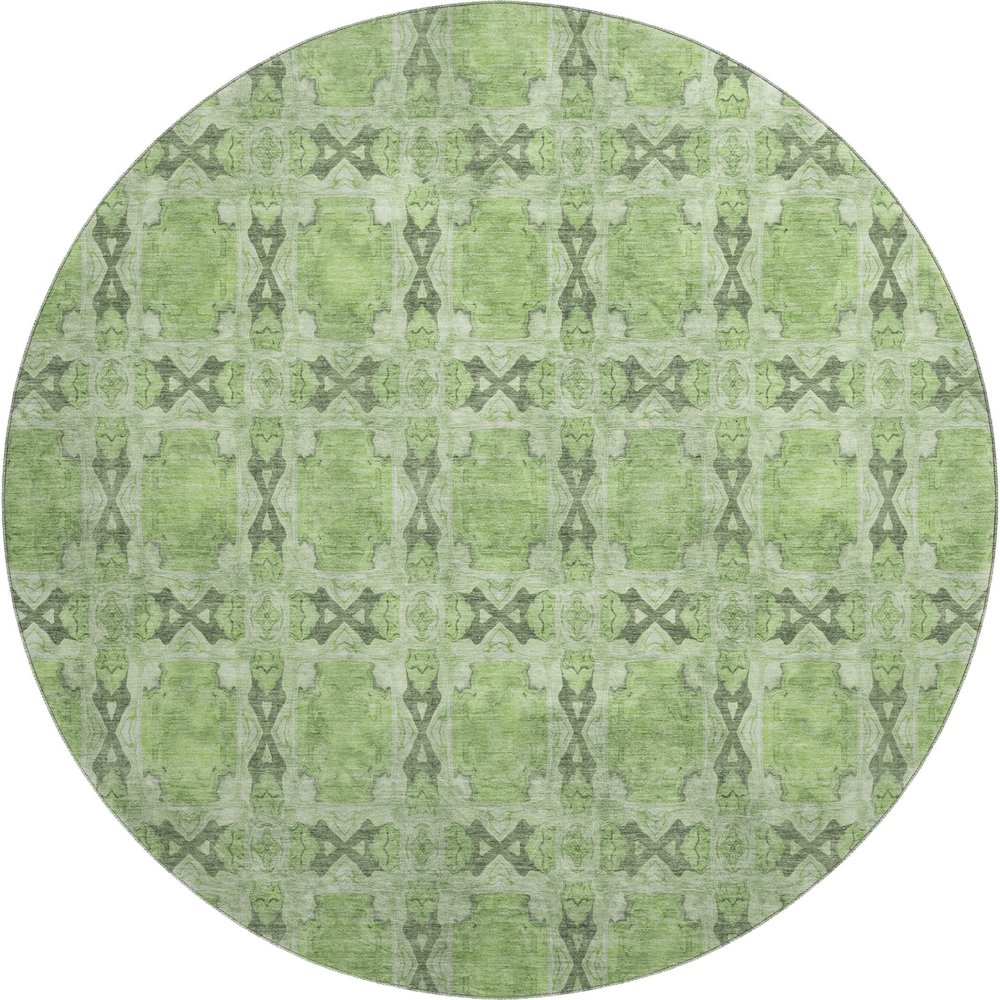 Premium Machine Washable Mayfield  Green 8' x 8' Round Rug. Picture 1