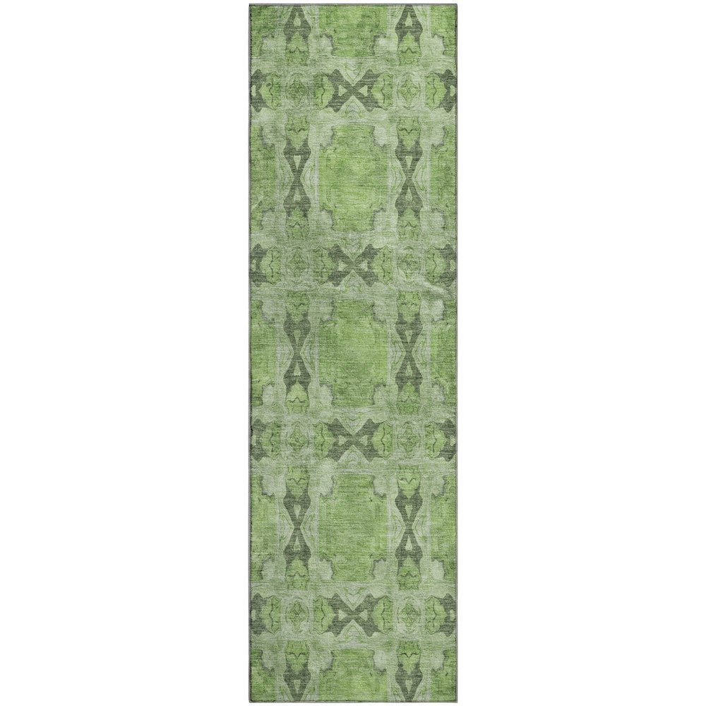 Premium Machine Washable Mayfield  Green 2'3" x 7'6" Runner Rug. Picture 1