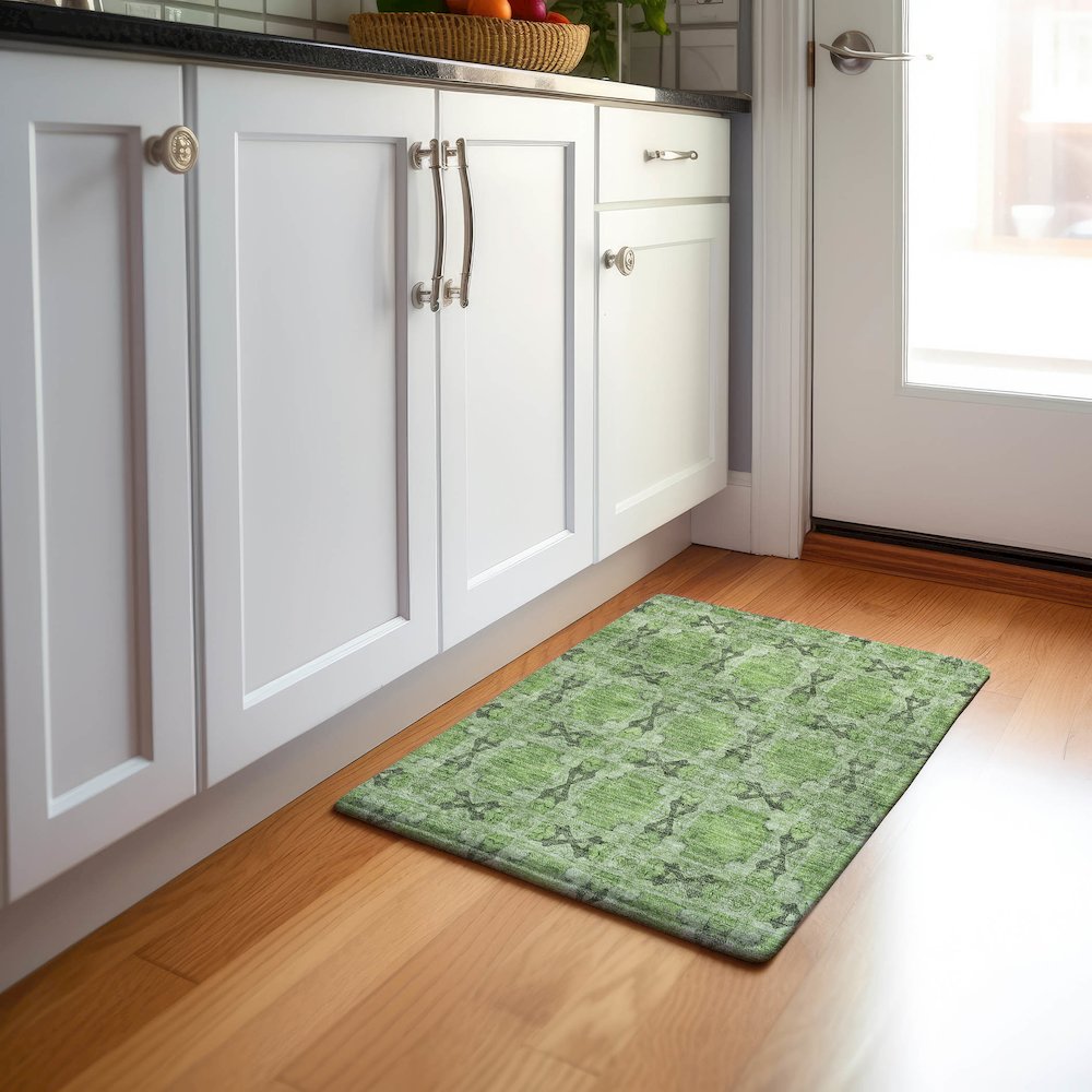 Premium Machine Washable Mayfield  Green 1'8" x 2'6" Rug. Picture 5