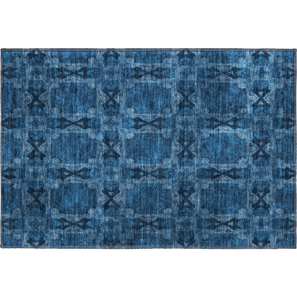 Premium Machine Washable Mayfield  Navy 1'8" x 2'6" Rug. Picture 1