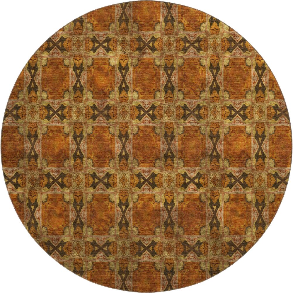 Premium Machine Washable Mayfield  Paprika 8' x 8' Round Rug. Picture 1