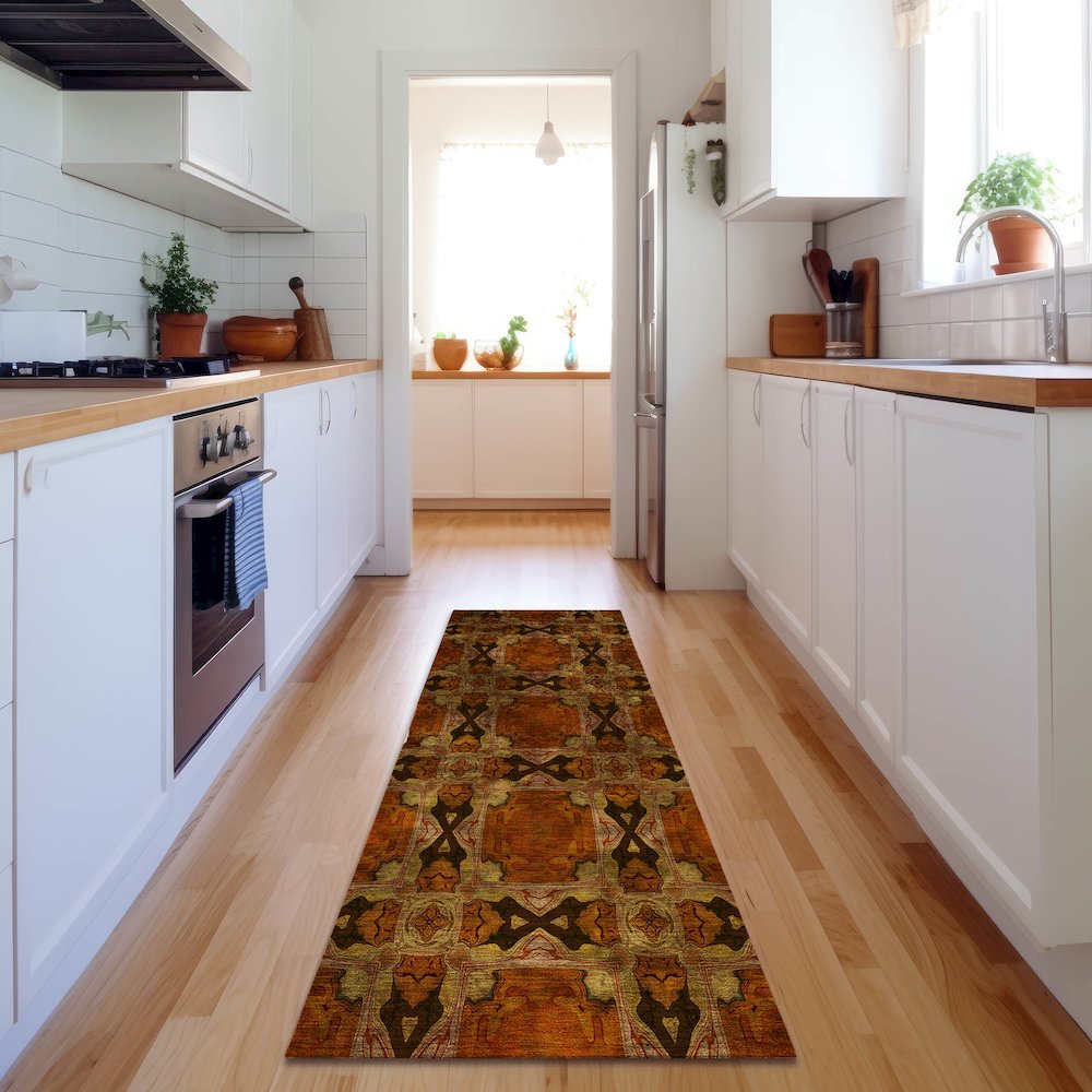 Premium Machine Washable Mayfield  Paprika 2'3" x 7'6" Runner Rug. Picture 5
