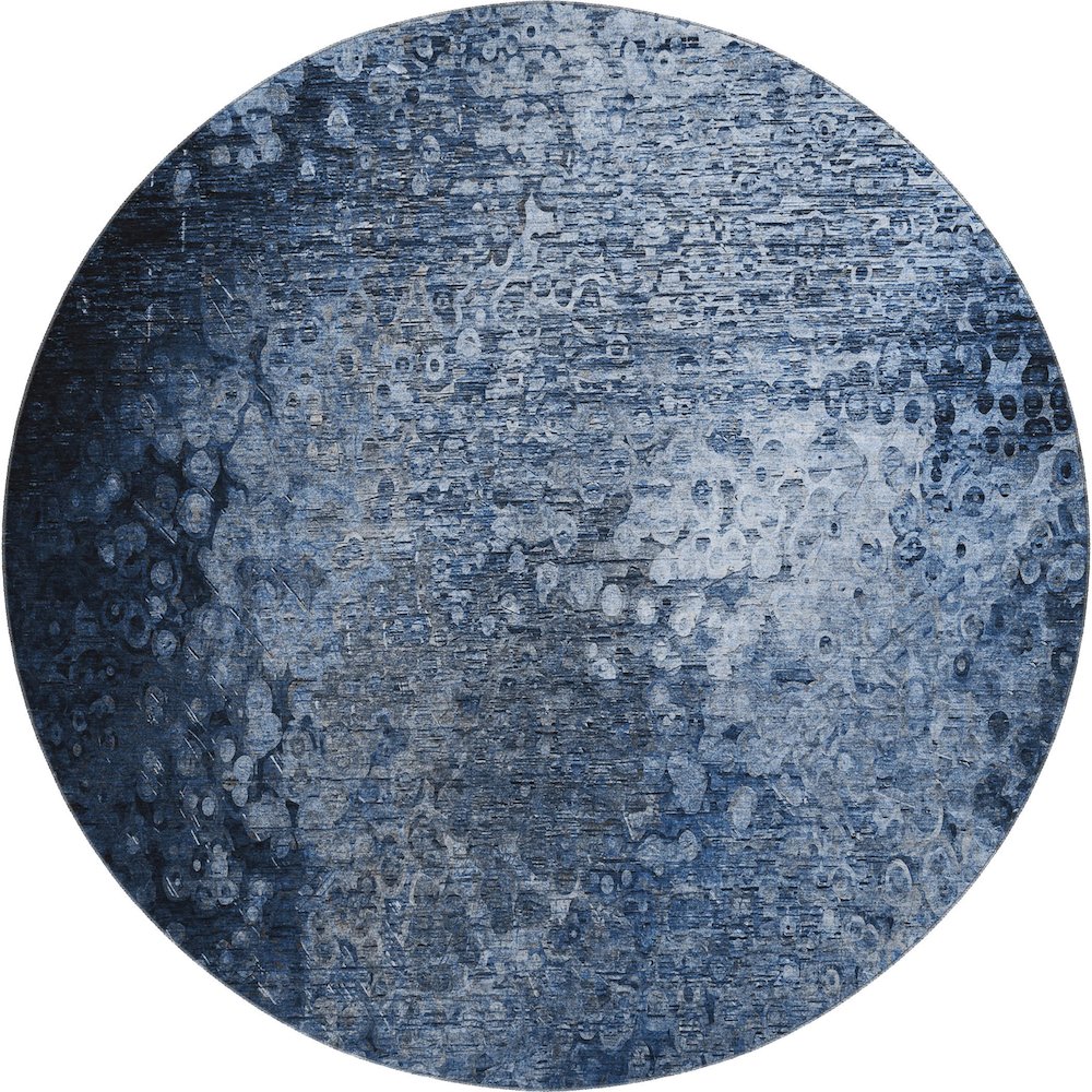 Premium Machine Washable Mayfield  Blue 8' x 8' Round Rug. Picture 1