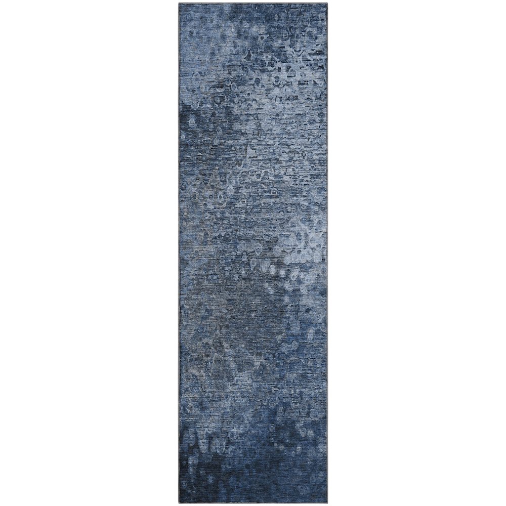 Premium Machine Washable Mayfield  Blue 2'3" x 7'6" Runner Rug. Picture 1