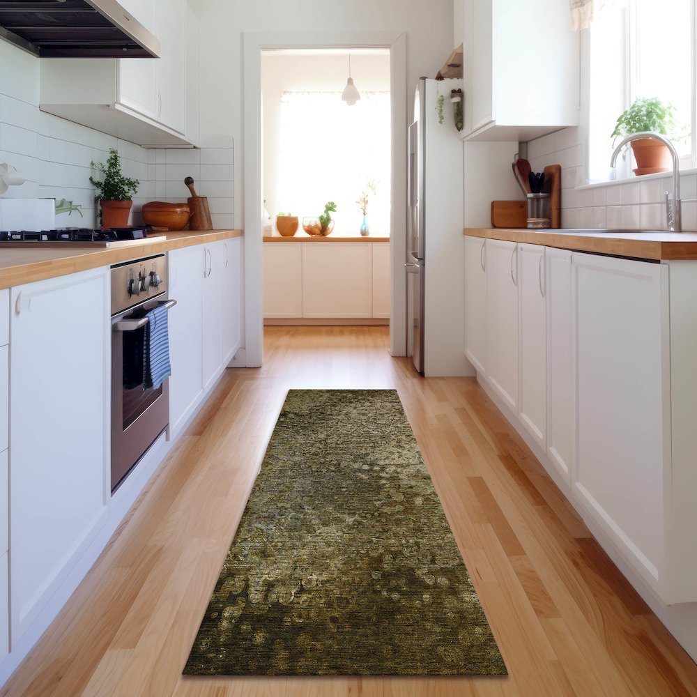 Premium Machine Washable Mayfield  Brown 2'3" x 7'6" Runner Rug. Picture 5