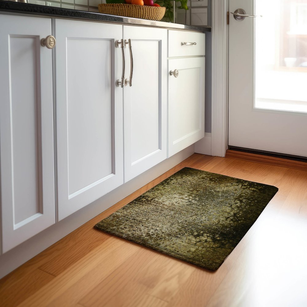 Premium Machine Washable Mayfield  Brown 1'8" x 2'6" Rug. Picture 5