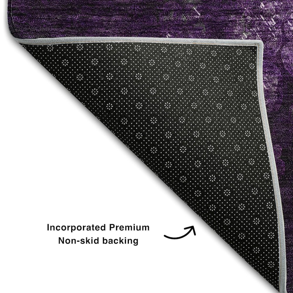 Premium Machine Washable Mayfield  Purple 1'8" x 2'6" Rug. Picture 2