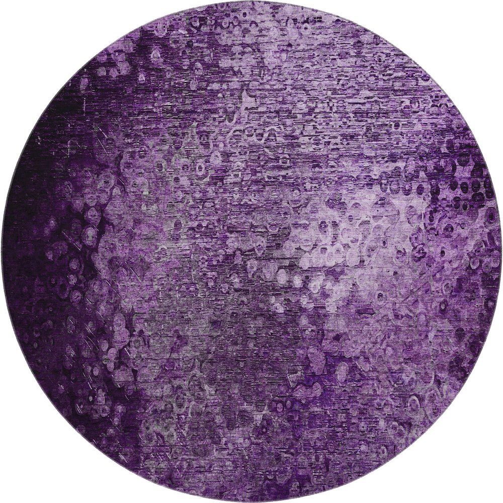 Premium Machine Washable Mayfield  Purple 8' x 8' Round Rug. Picture 1