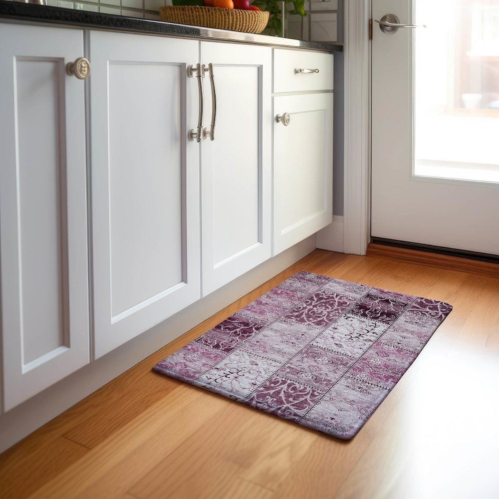 Premium Machine Washable Mayfield  Burgundy 1'8" x 2'6" Rug. Picture 5