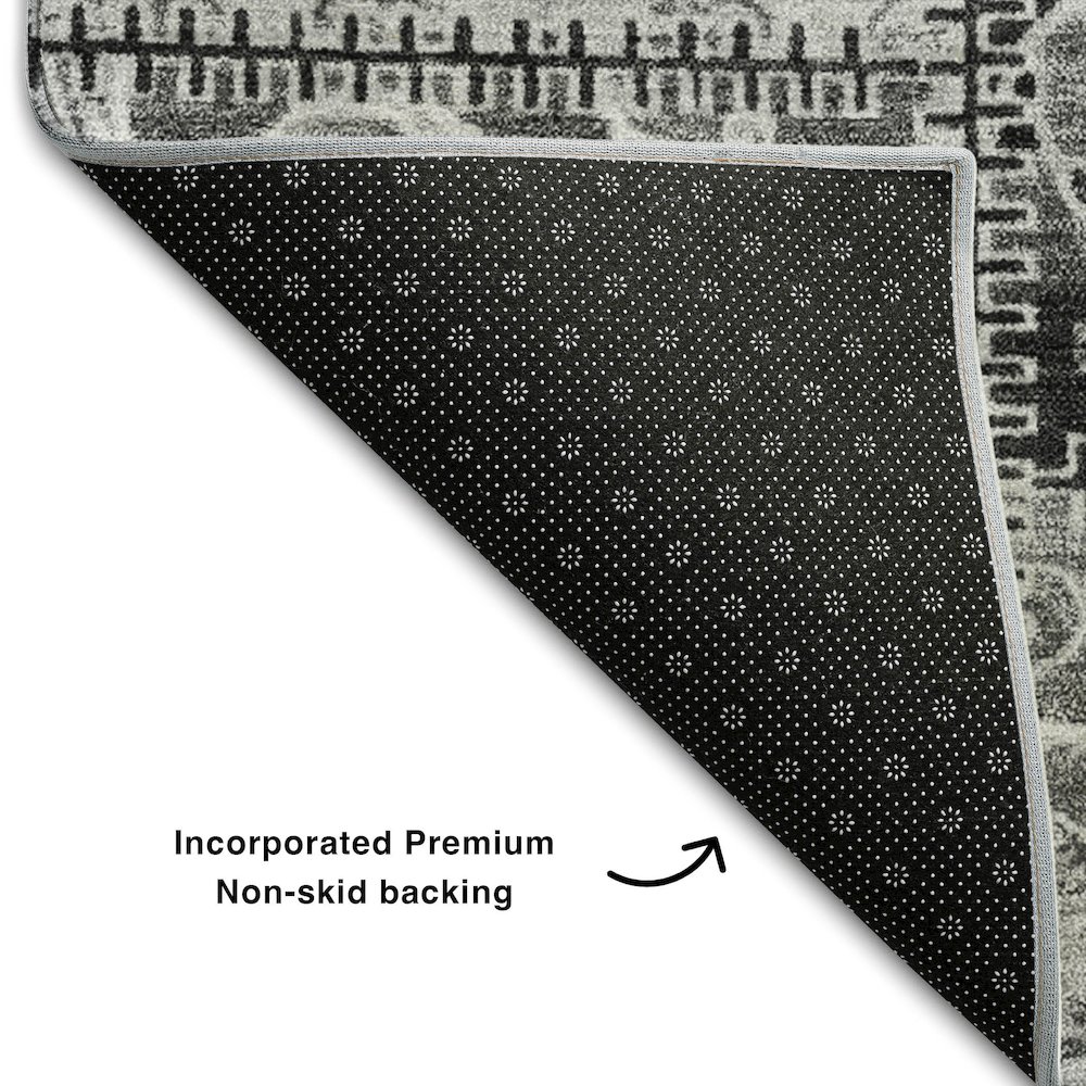 Premium Machine Washable Mayfield  Gray 1'8" x 2'6" Rug. Picture 2