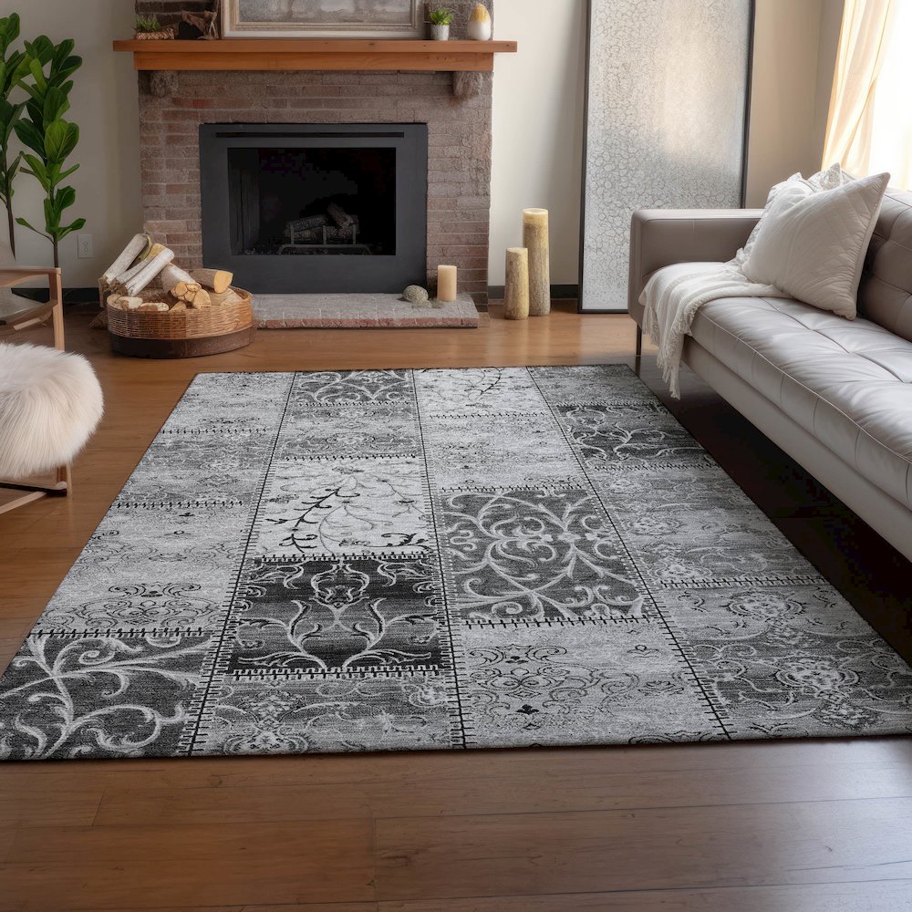 Premium Machine Washable Mayfield  Gray 2'6" x 3'10" Rug. Picture 6