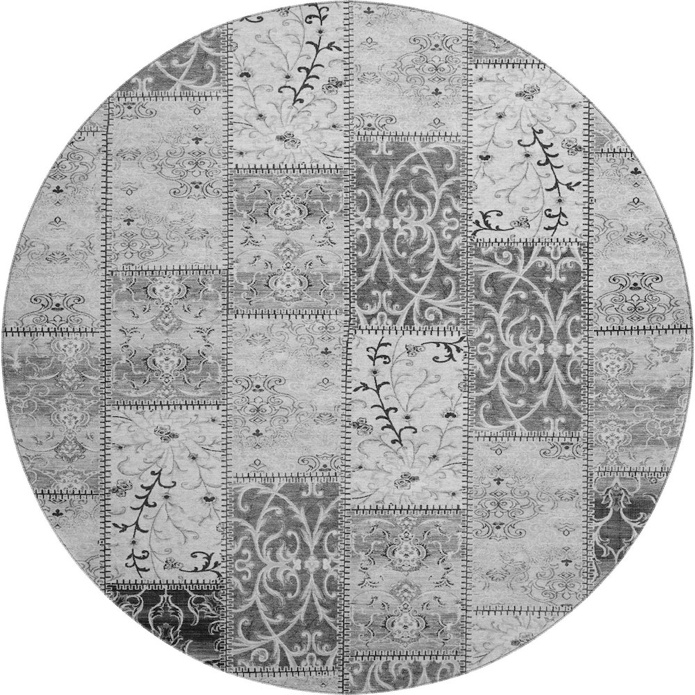 Premium Machine Washable Mayfield  Gray 8' x 8' Round Rug. Picture 1