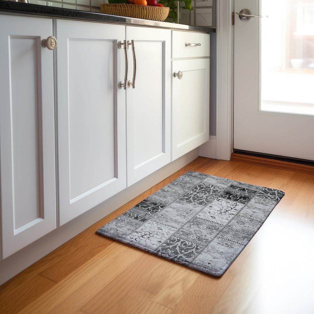 Premium Machine Washable Mayfield  Gray 1'8" x 2'6" Rug. Picture 5