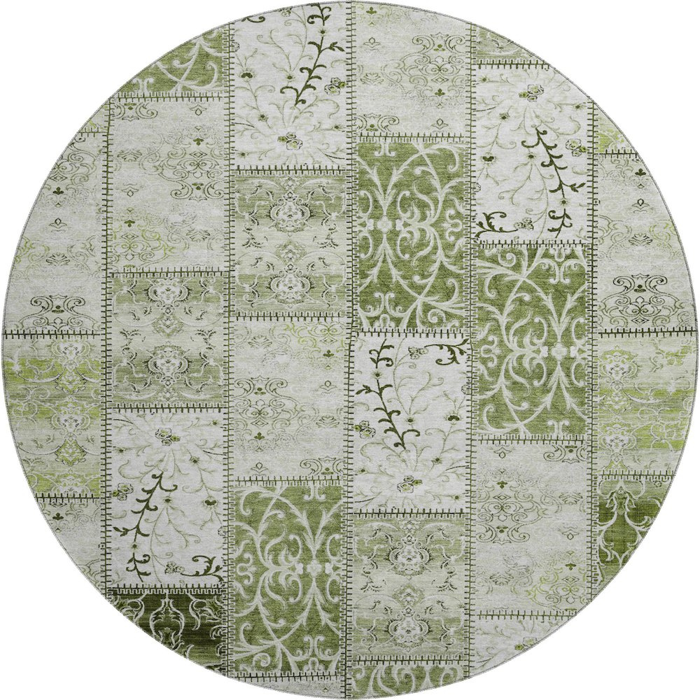 Premium Machine Washable Mayfield  Green 8' x 8' Round Rug. Picture 1