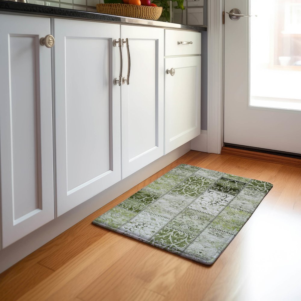 Premium Machine Washable Mayfield  Green 1'8" x 2'6" Rug. Picture 5