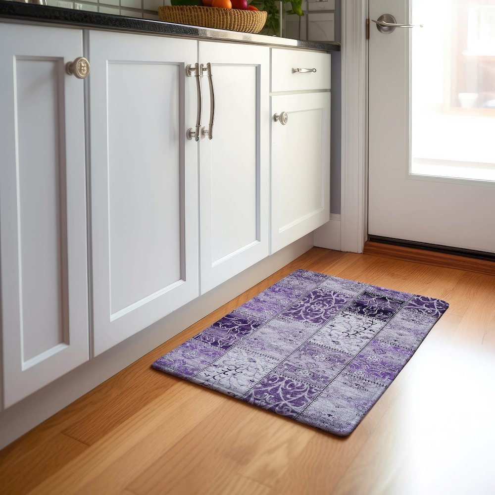 Premium Machine Washable Mayfield  Purple 1'8" x 2'6" Rug. Picture 5
