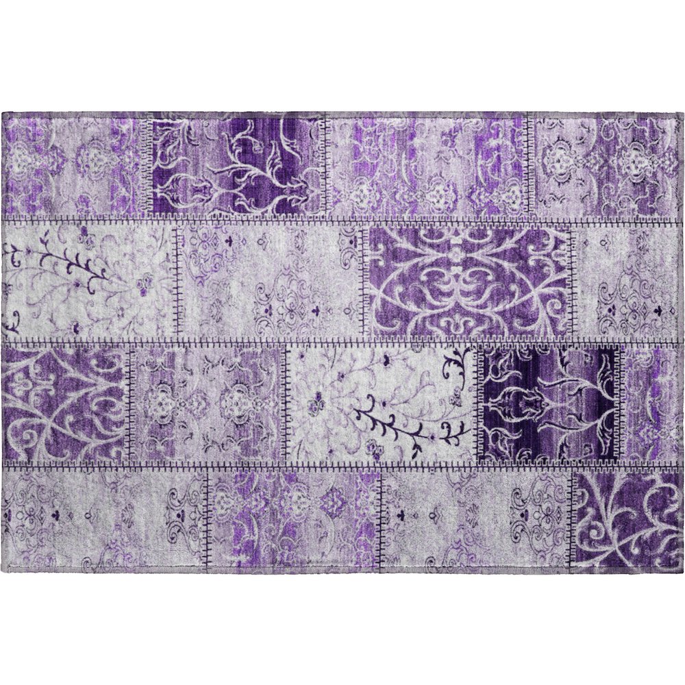 Premium Machine Washable Mayfield  Purple 1'8" x 2'6" Rug. Picture 1