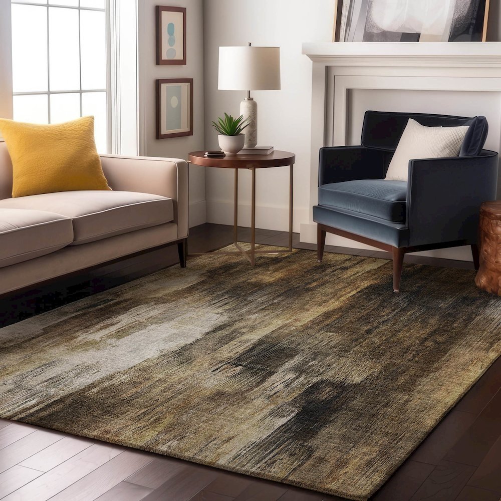 Premium Machine Washable Mayfield  Chocolate 2'6" x 3'10" Rug. Picture 5