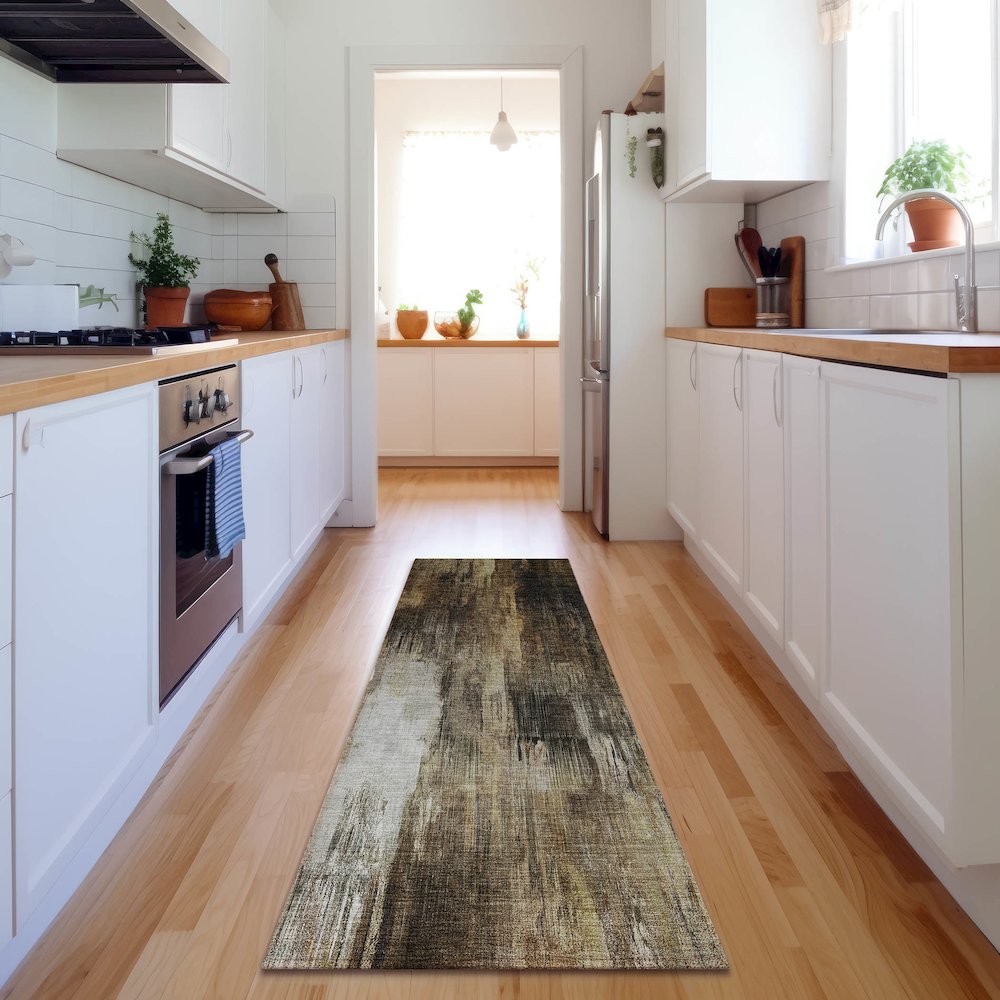 Premium Machine Washable Mayfield  Chocolate 2'3" x 7'6" Runner Rug. Picture 5