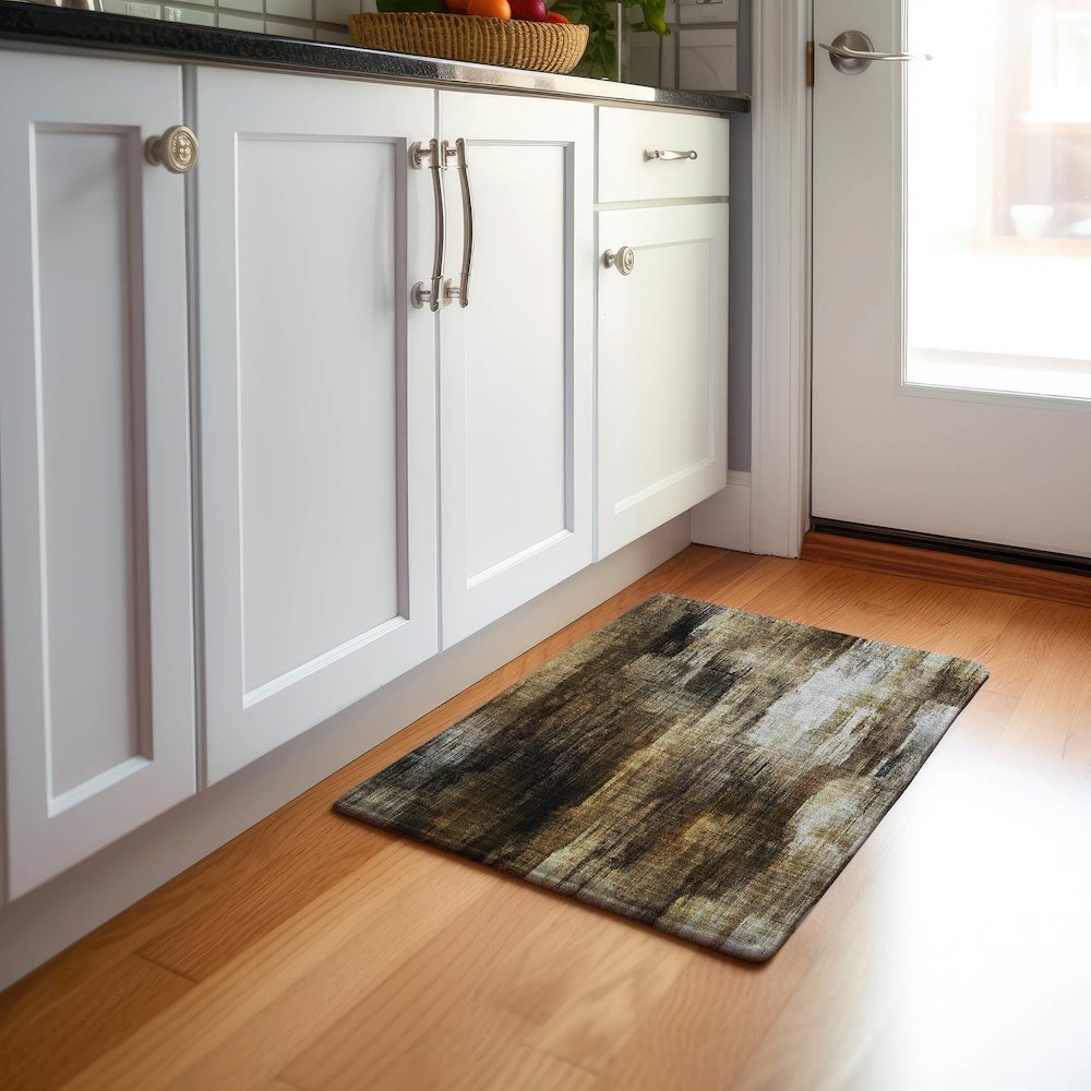 Premium Machine Washable Mayfield  Chocolate 1'8" x 2'6" Rug. Picture 5