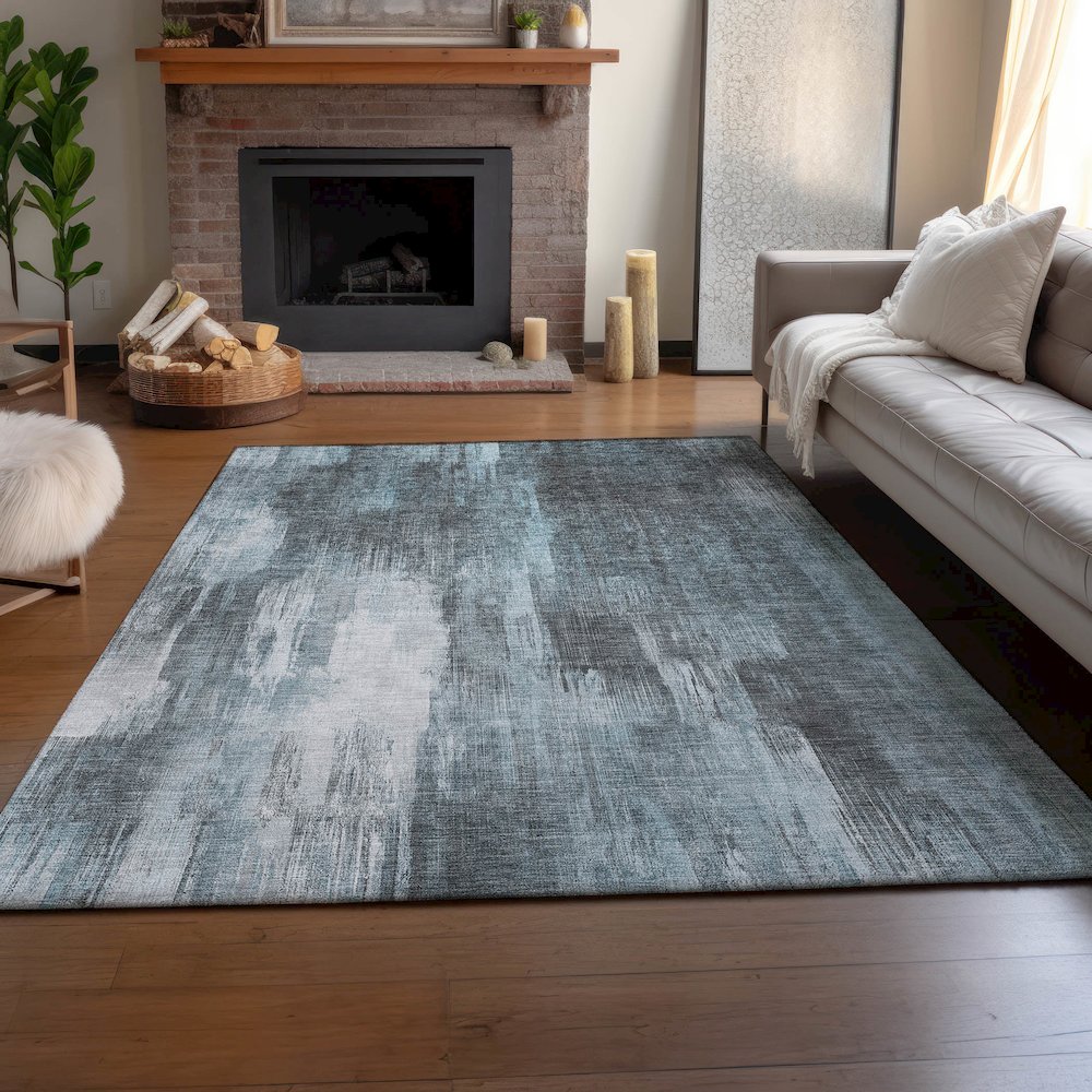 Premium Machine Washable Mayfield  Teal 2'6" x 3'10" Rug. Picture 6