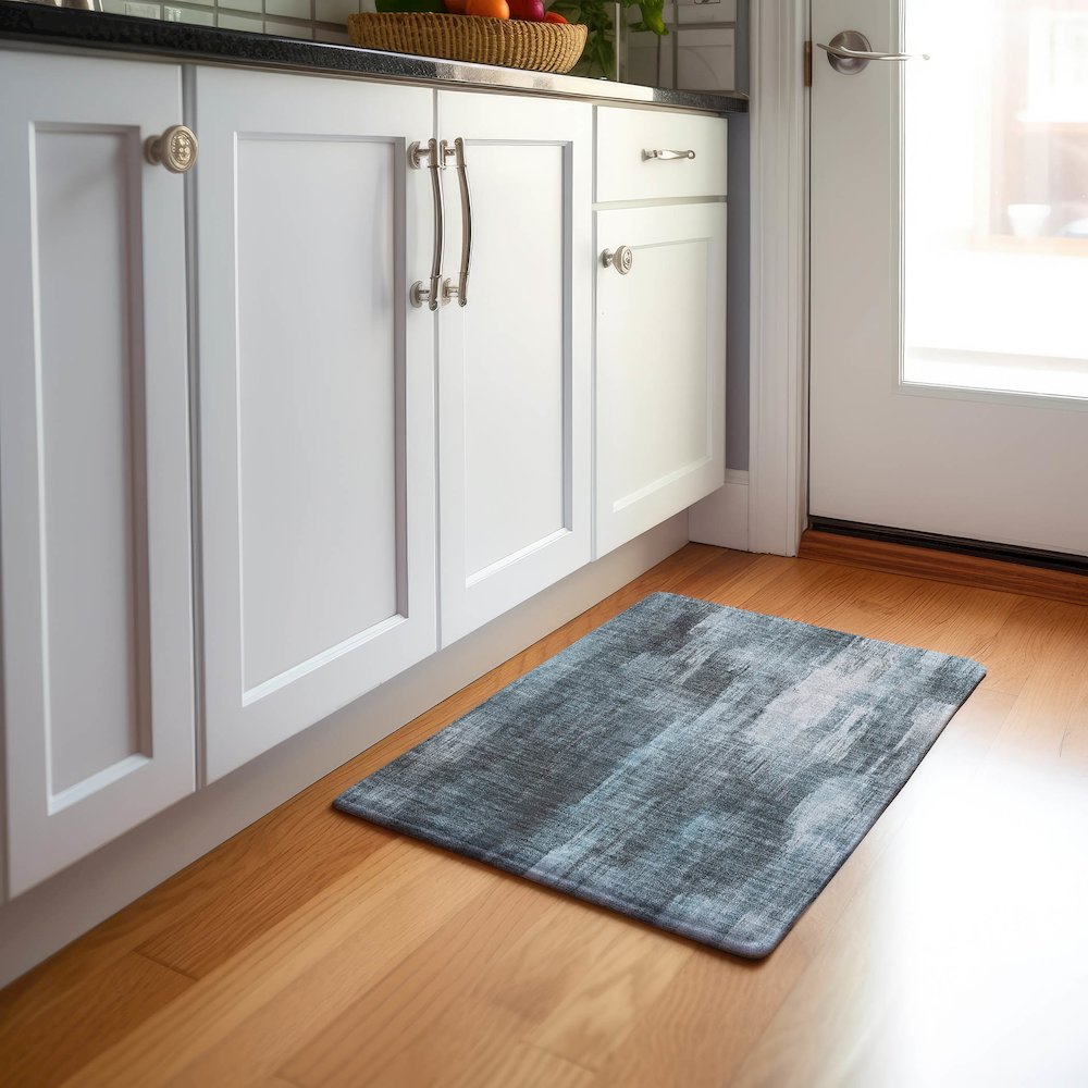 Premium Machine Washable Mayfield  Teal 1'8" x 2'6" Rug. Picture 5