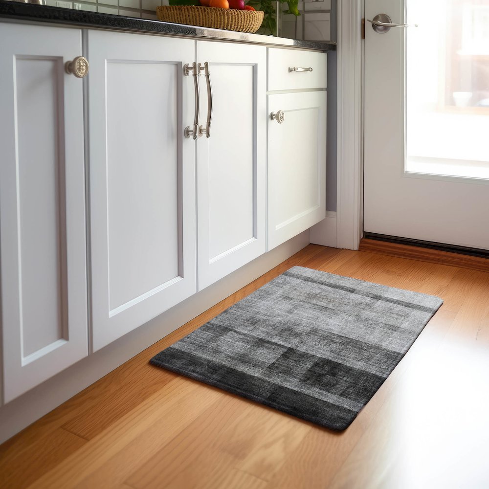 Premium Machine Washable Mayfield  Gray 1'8" x 2'6" Rug. Picture 5