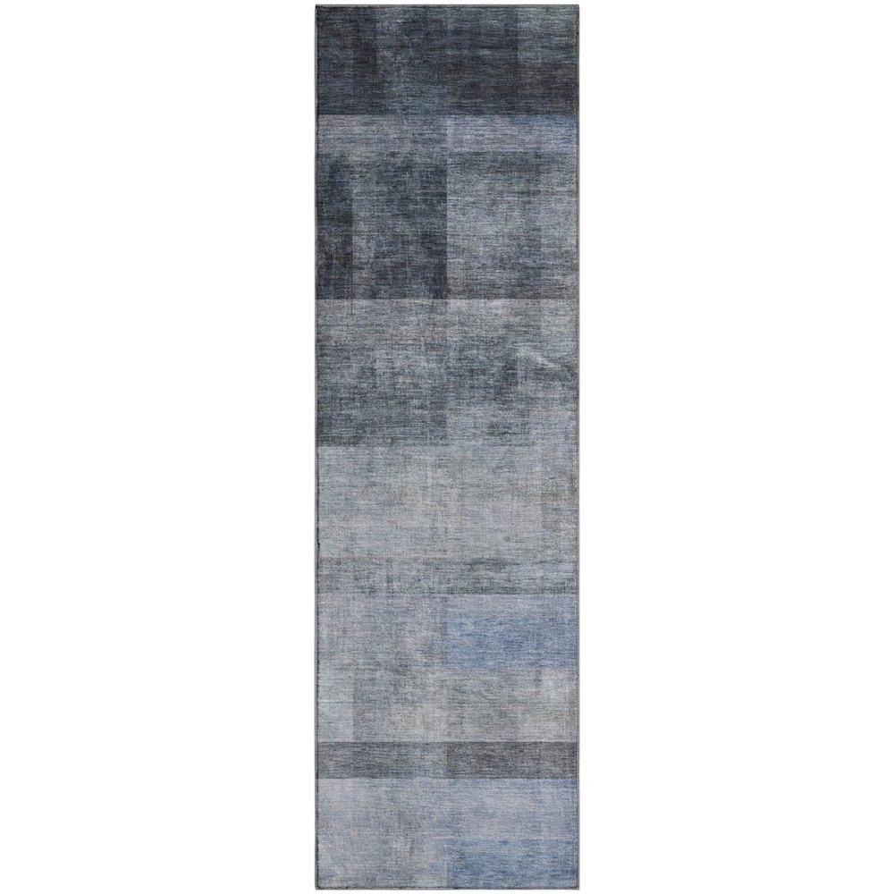 Premium Machine Washable Mayfield  Navy 2'3" x 7'6" Runner Rug. Picture 1
