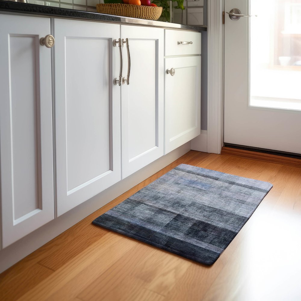 Premium Machine Washable Mayfield  Navy 1'8" x 2'6" Rug. Picture 5