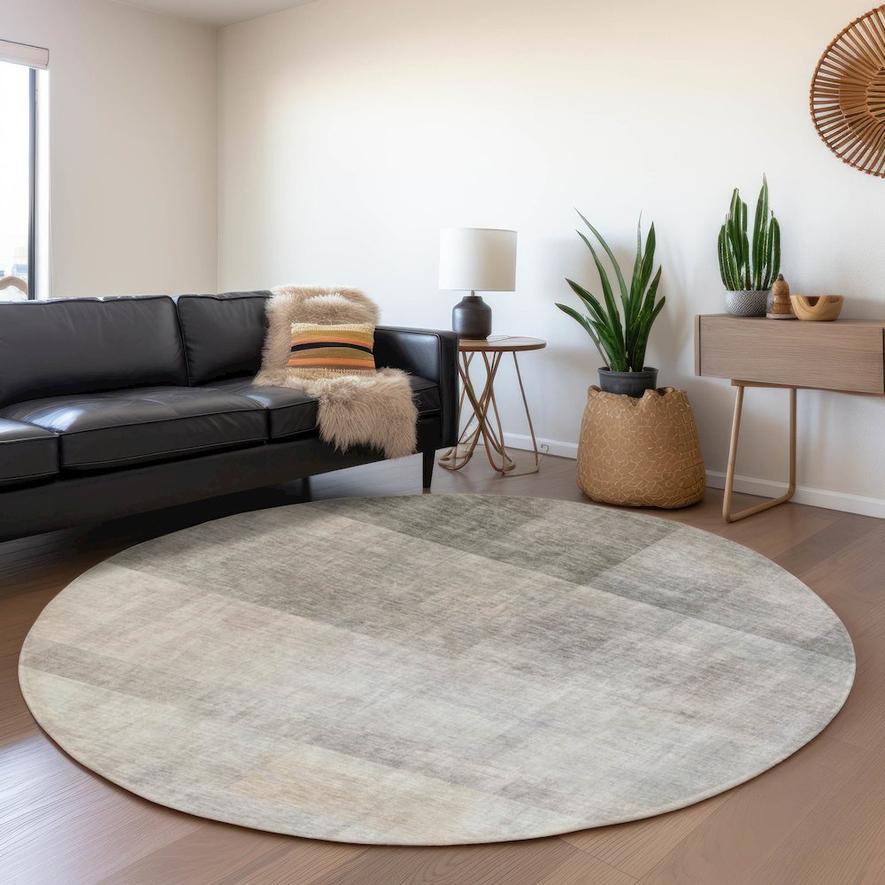 Premium Machine Washable Mayfield  Taupe 8' x 8' Round Rug. Picture 5