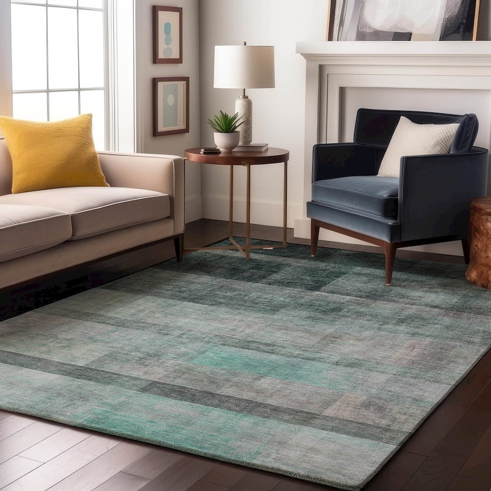 Premium Machine Washable Mayfield  Teal 2'6" x 3'10" Rug. Picture 5