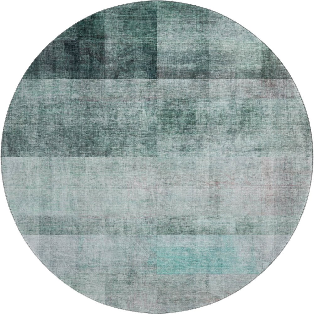 Premium Machine Washable Mayfield  Teal 8' x 8' Round Rug. Picture 1