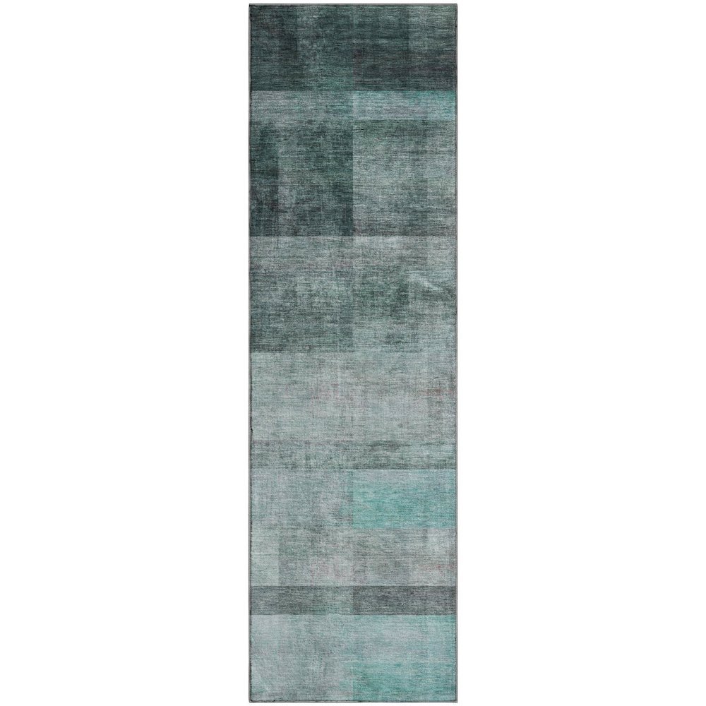 Premium Machine Washable Mayfield  Teal 2'3" x 7'6" Runner Rug. Picture 1