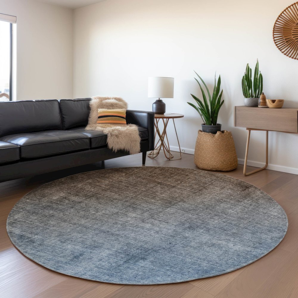 Premium Machine Washable Mayfield  Chocolate 8' x 8' Round Rug. Picture 5