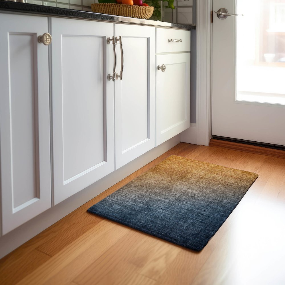Premium Machine Washable Mayfield  Navy 1'8" x 2'6" Rug. Picture 5