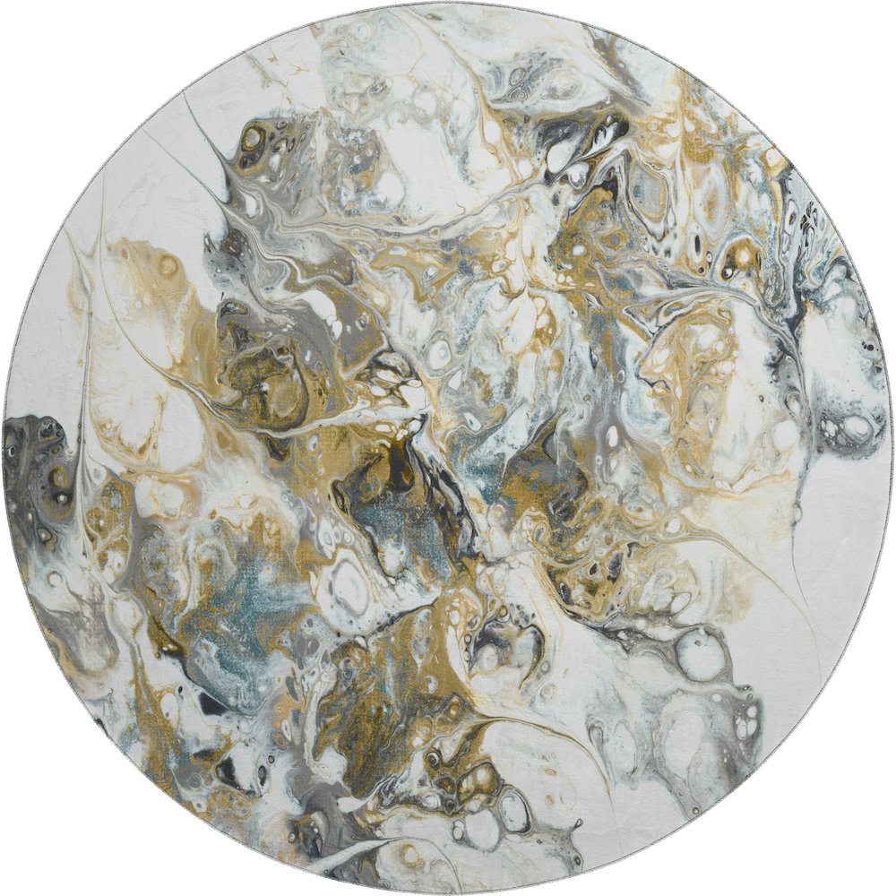 Premium Machine Washable Mayfield  Smoke 8' x 8' Round Rug. Picture 1