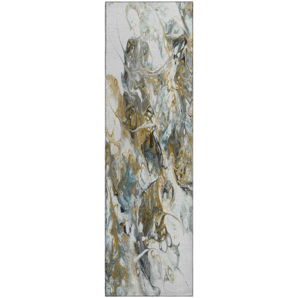 Premium Machine Washable Mayfield  Smoke 2'3" x 7'6" Runner Rug. Picture 1