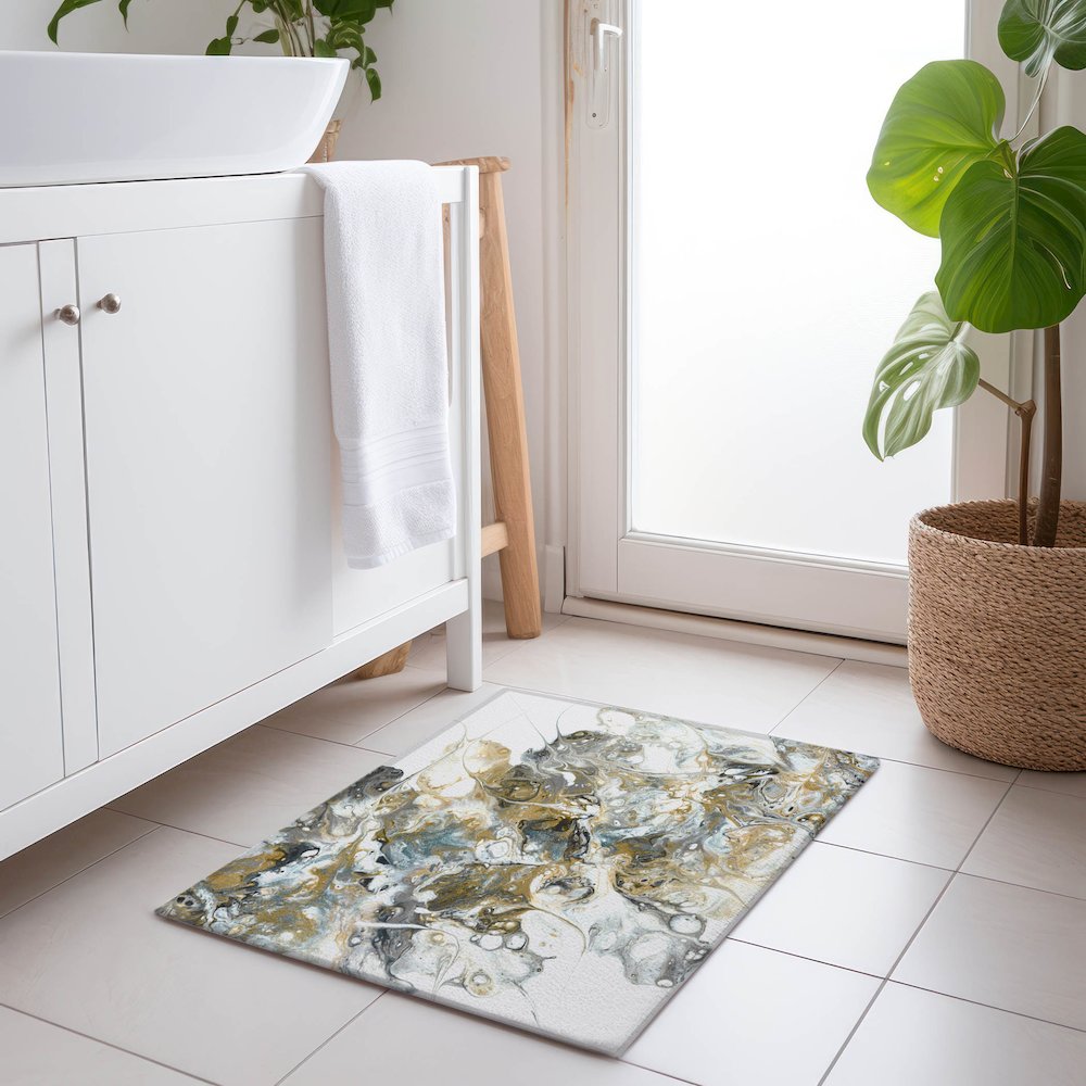 Premium Machine Washable Mayfield  Smoke 1'8" x 2'6" Rug. Picture 5